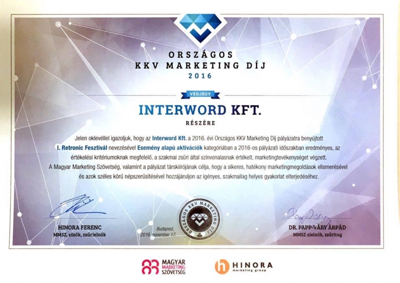 Az interword kft-t idén is elismerték Magyarország két rangos marketingkommunikációs pályázatán